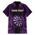 Personalised New Zealand Darts Family Matching Short Sleeve Bodycon Dress and Hawaiian Shirt Purple Dart Board Maori Pattern