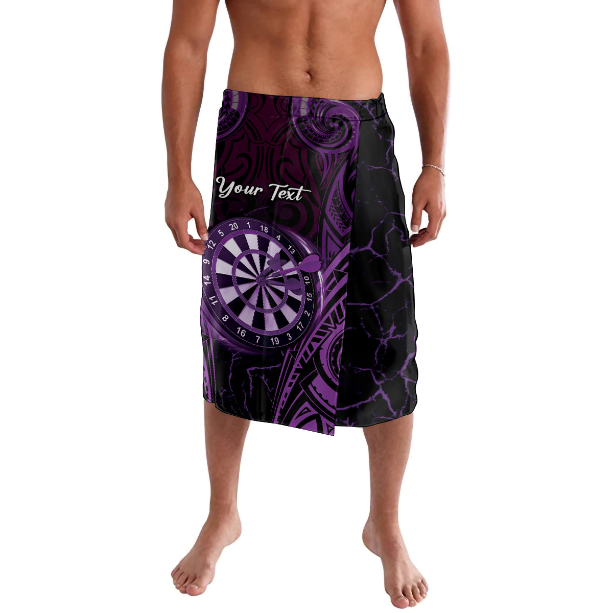 Personalised New Zealand Darts Lavalava Purple Dart Board Maori Pattern