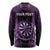 Personalised New Zealand Darts Long Sleeve Shirt Purple Dart Board Maori Pattern