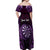 Personalised New Zealand Darts Off Shoulder Maxi Dress Purple Dart Board Maori Pattern