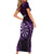 Personalised New Zealand Darts Short Sleeve Bodycon Dress Purple Dart Board Maori Pattern