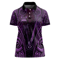 Personalised New Zealand Darts Women Polo Shirt Purple Dart Board Maori Pattern