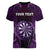 Personalised New Zealand Darts Women V-Neck T-Shirt Purple Dart Board Maori Pattern