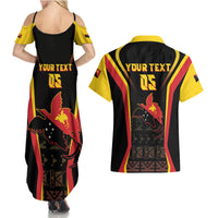 Custom Papua New Guinea Cricket Couples Matching Summer Maxi Dress and Hawaiian Shirt 2024 World Cup