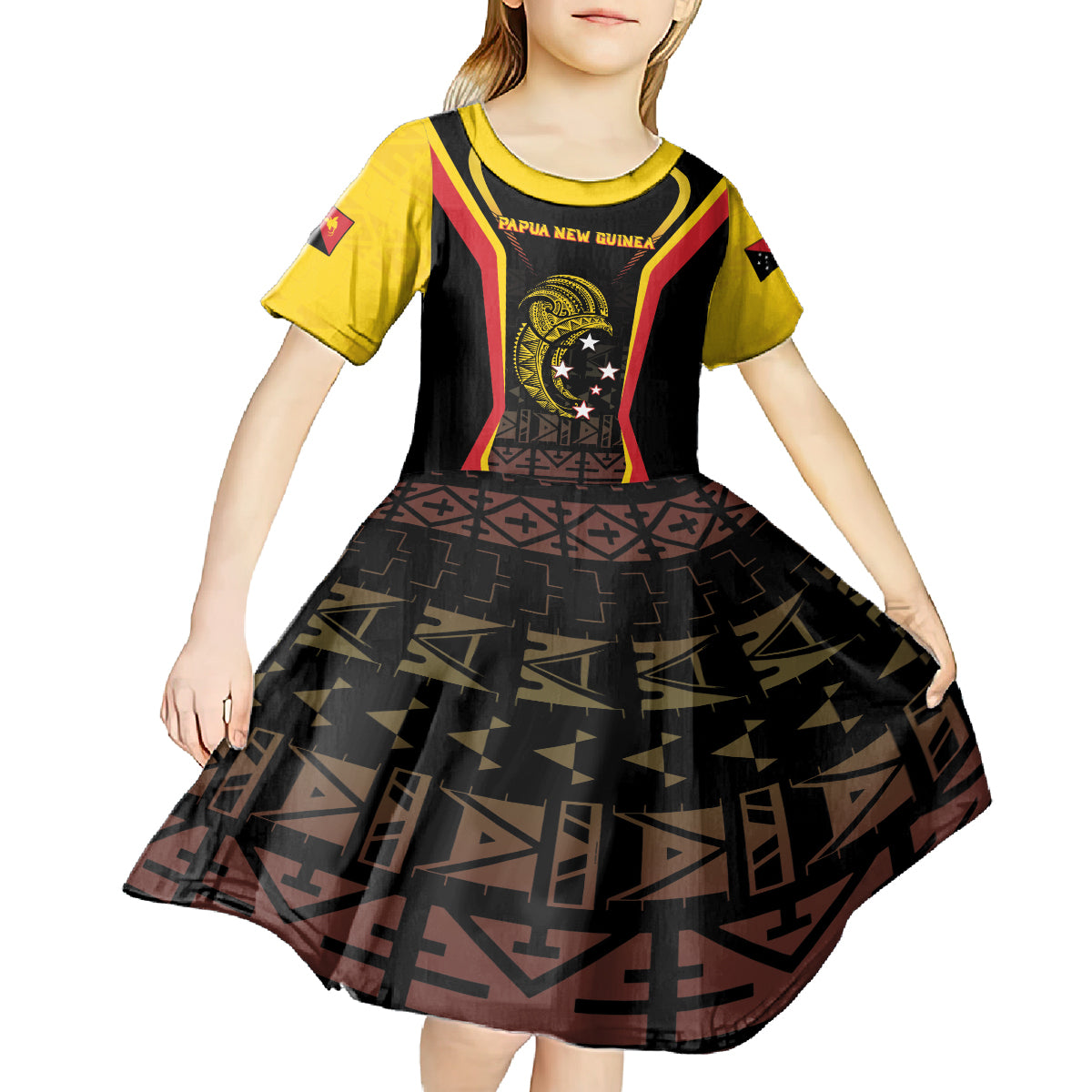 Custom Papua New Guinea Cricket Kid Short Sleeve Dress 2024 World Cup