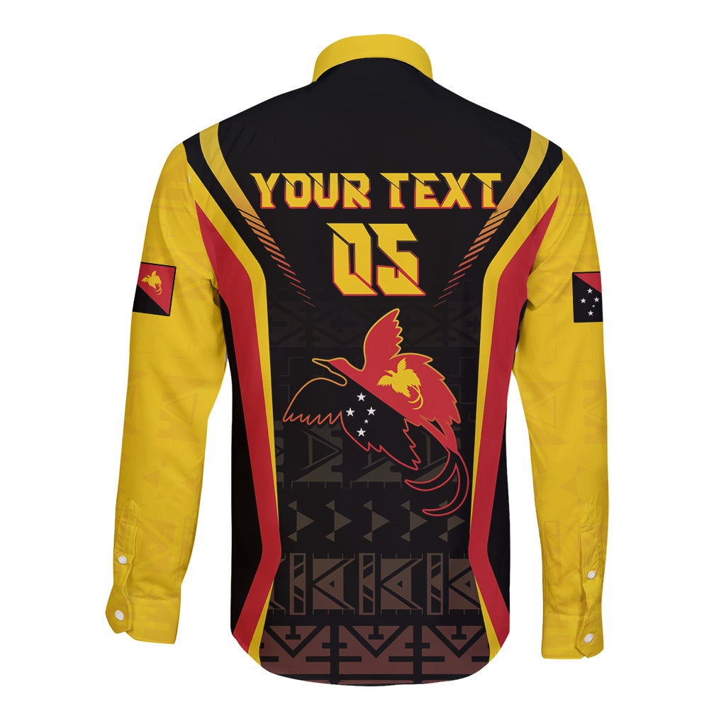 Custom Papua New Guinea Cricket Long Sleeve Button Shirt 2024 World Cup