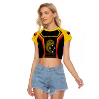 Custom Papua New Guinea Cricket Raglan Cropped T Shirt 2024 World Cup