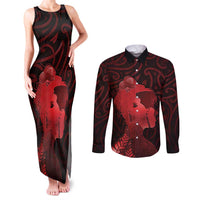 Aotearoa Mana Wahine Couples Matching Tank Maxi Dress and Long Sleeve Button Shirt The Spiritual Power Of Women LT05 Red - Polynesian Pride