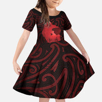Aotearoa Mana Wahine Family Matching Tank Maxi Dress and Hawaiian Shirt The Spiritual Power Of Women LT05 Daughter's Dress Red - Polynesian Pride