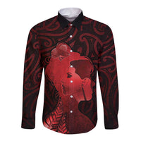 Aotearoa Mana Wahine Long Sleeve Button Shirt The Spiritual Power Of Women LT05 Unisex Red - Polynesian Pride