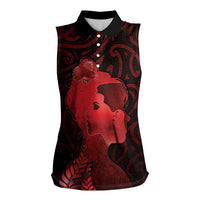 Aotearoa Mana Wahine Women Sleeveless Polo Shirt The Spiritual Power Of Women LT05 Female Red - Polynesian Pride