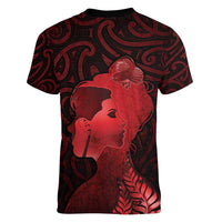 Aotearoa Mana Wahine Women V-Neck T-Shirt The Spiritual Power Of Women LT05 - Polynesian Pride