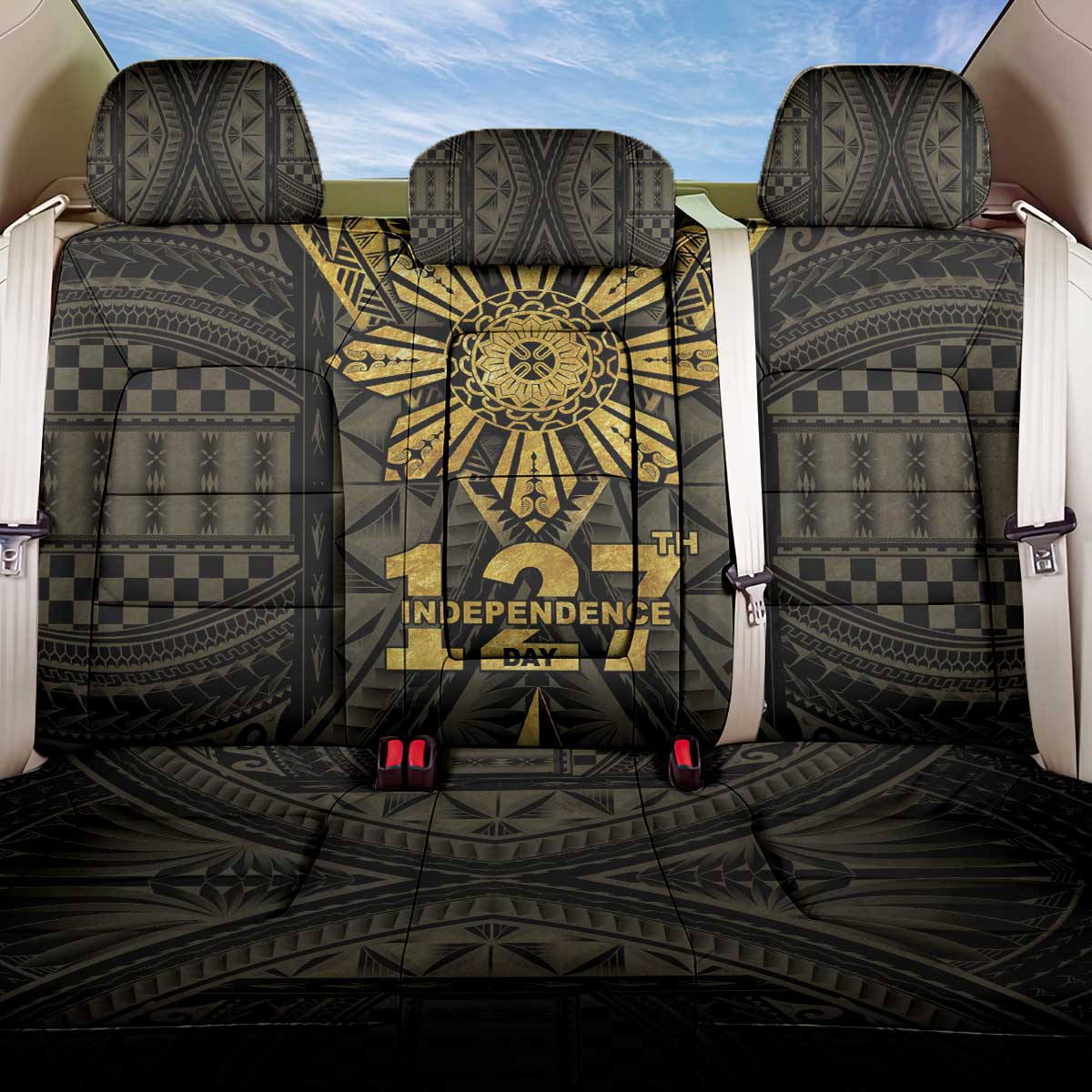 Philippines Independence Day Back Car Seat Cover Filipinos Sun Star Tribal
