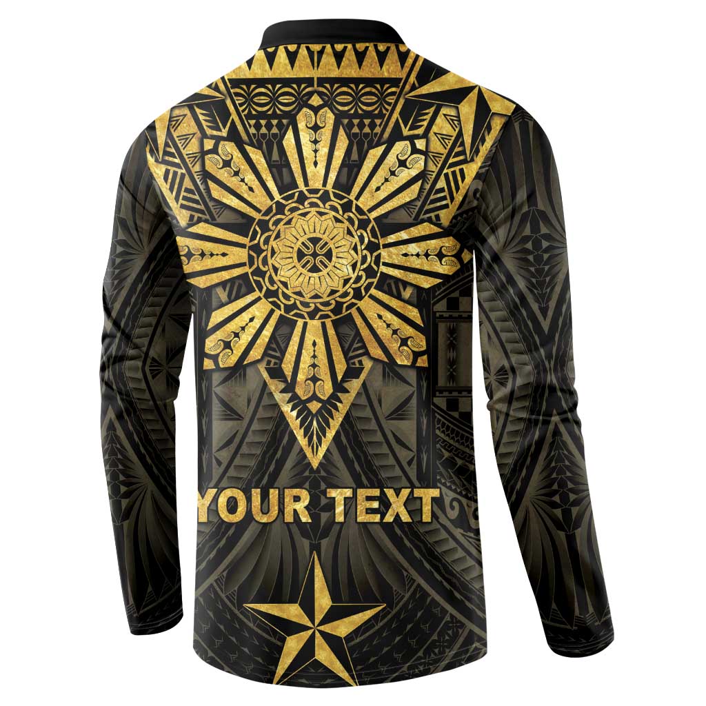 Personalised Philippines Independence Day Button Sweatshirt Filipinos Sun Star Tribal