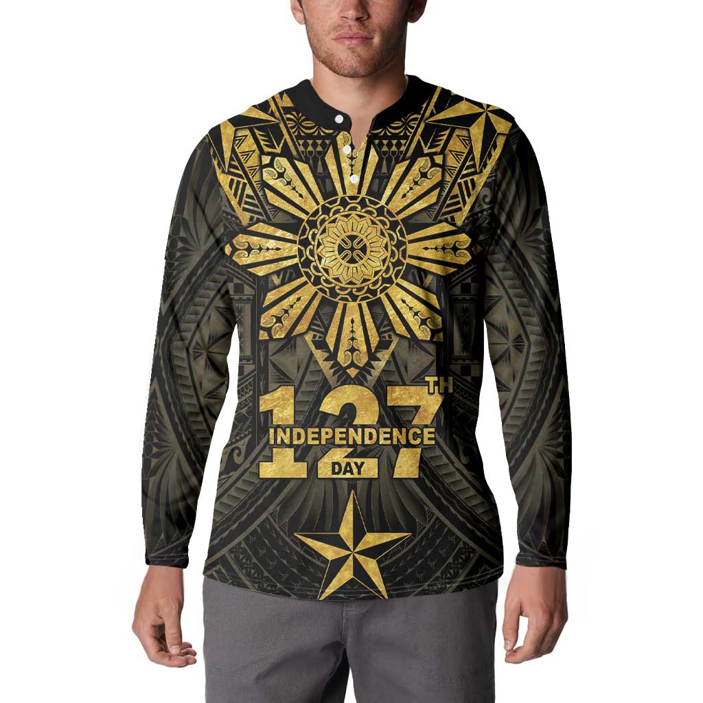 Personalised Philippines Independence Day Button Sweatshirt Filipinos Sun Star Tribal