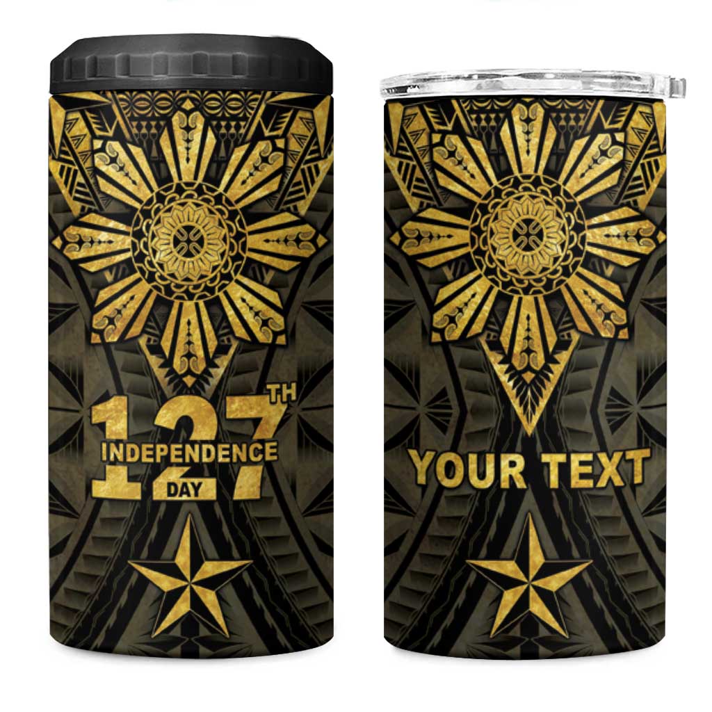 Personalised Philippines Independence Day 4 in 1 Can Cooler Tumbler Filipinos Sun Star Tribal LT05 One Size: 16 oz Gold - Polynesian Pride