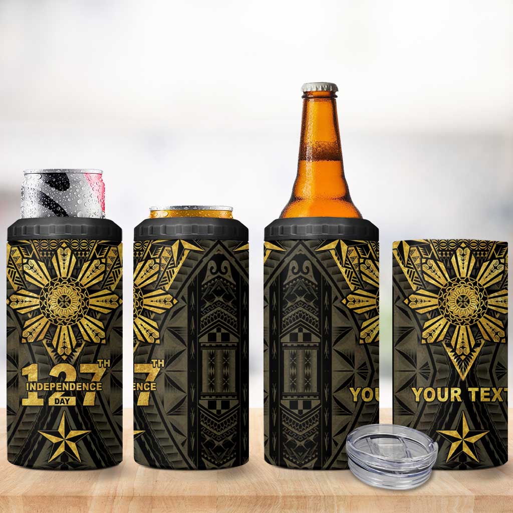 Personalised Philippines Independence Day 4 in 1 Can Cooler Tumbler Filipinos Sun Star Tribal LT05 - Polynesian Pride