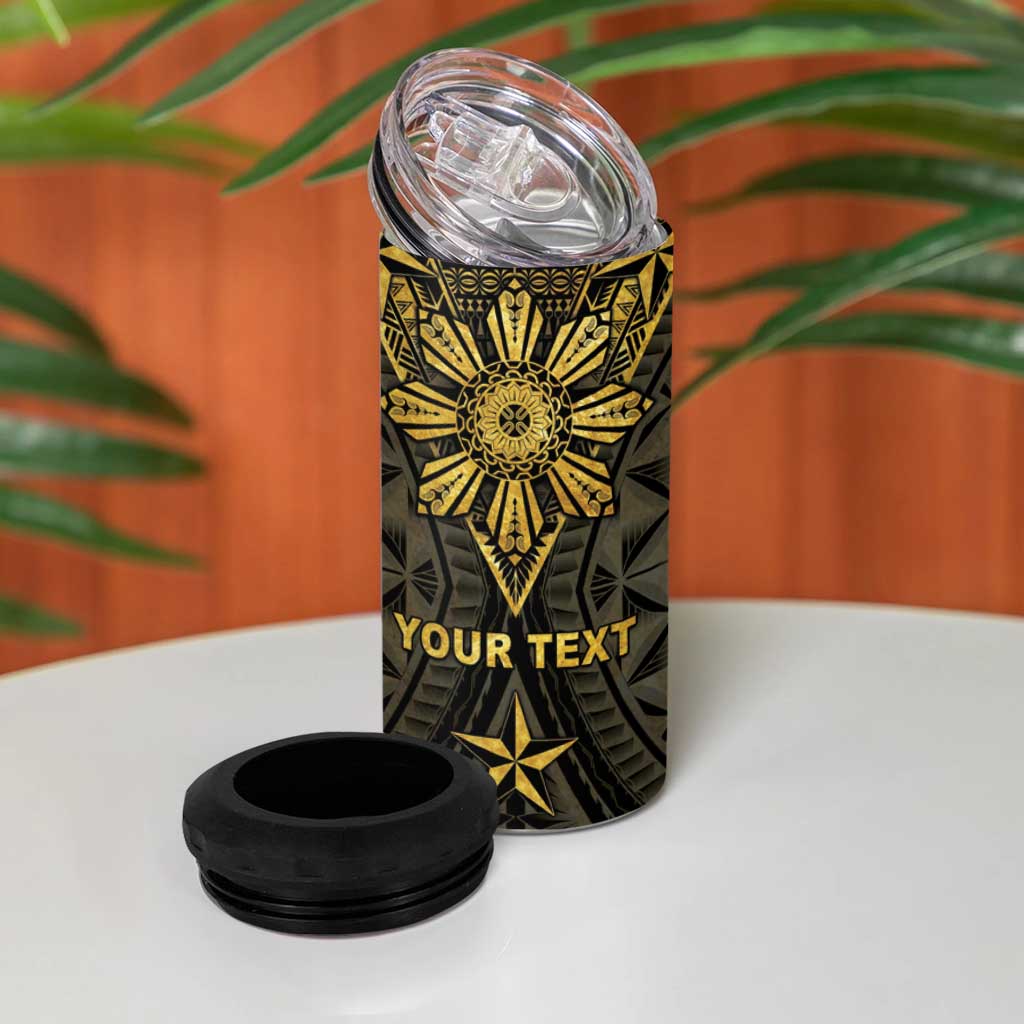 Personalised Philippines Independence Day 4 in 1 Can Cooler Tumbler Filipinos Sun Star Tribal LT05 - Polynesian Pride