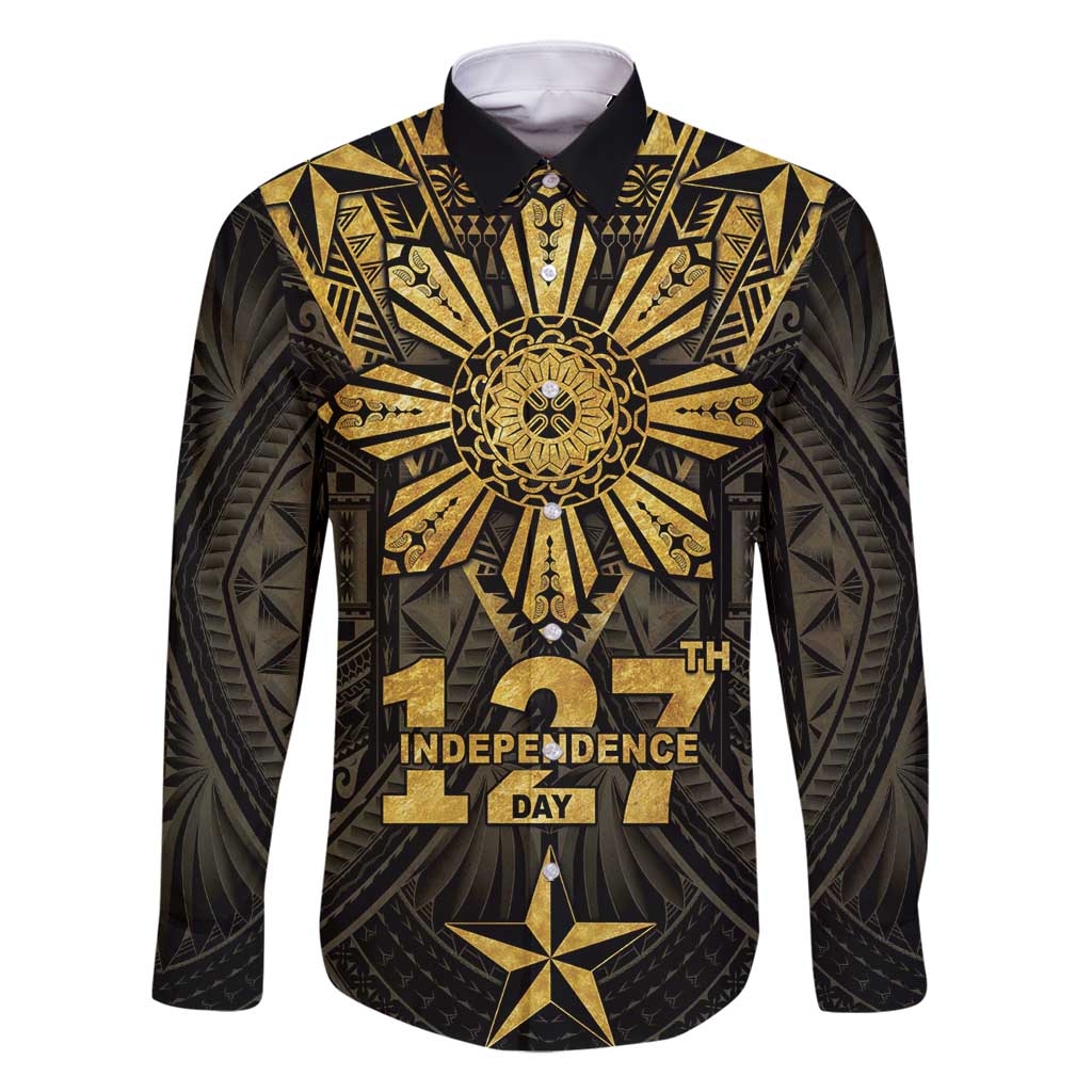 Personalised Philippines Independence Day Family Matching Off Shoulder Short Dress and Hawaiian Shirt Filipinos Sun Star Tribal