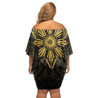 Personalised Philippines Independence Day Off Shoulder Short Dress Filipinos Sun Star Tribal