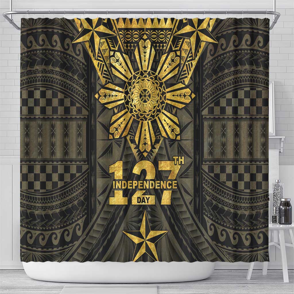 Philippines Independence Day Shower Curtain Filipinos Sun Star Tribal