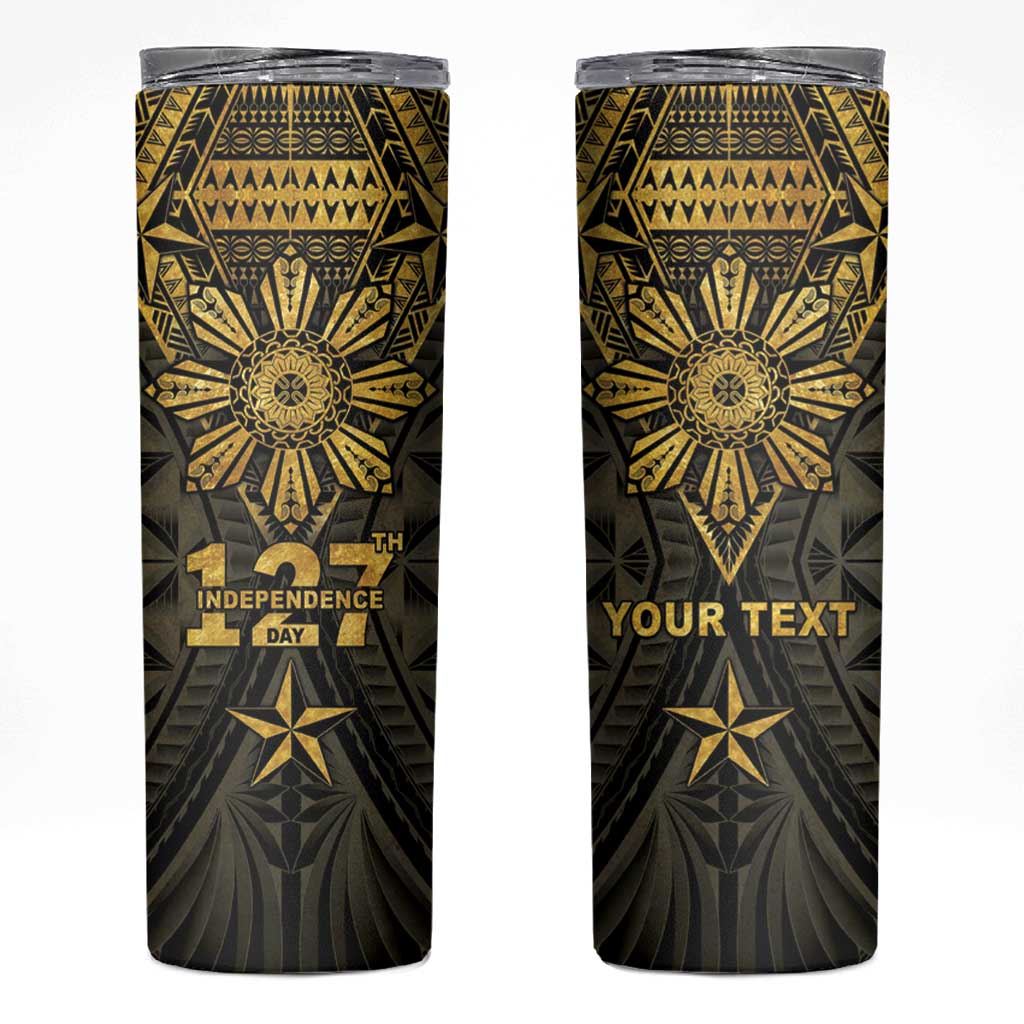 Personalised Philippines Independence Day Skinny Tumbler Filipinos Sun Star Tribal LT05 Gold - Polynesian Pride