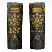 Personalised Philippines Independence Day Skinny Tumbler Filipinos Sun Star Tribal LT05 Gold - Polynesian Pride