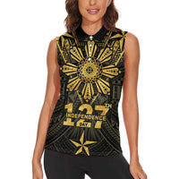 Personalised Philippines Independence Day Women Sleeveless Polo Shirt Filipinos Sun Star Tribal