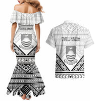 Personalised Kiribati Gospel Day Couples Matching Mermaid Dress and Hawaiian Shirt Coat Of Arms Polynesian Pattern