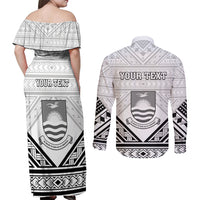 Personalised Kiribati Gospel Day Couples Matching Off Shoulder Maxi Dress and Long Sleeve Button Shirt Coat Of Arms Polynesian Pattern LT05 - Polynesian Pride
