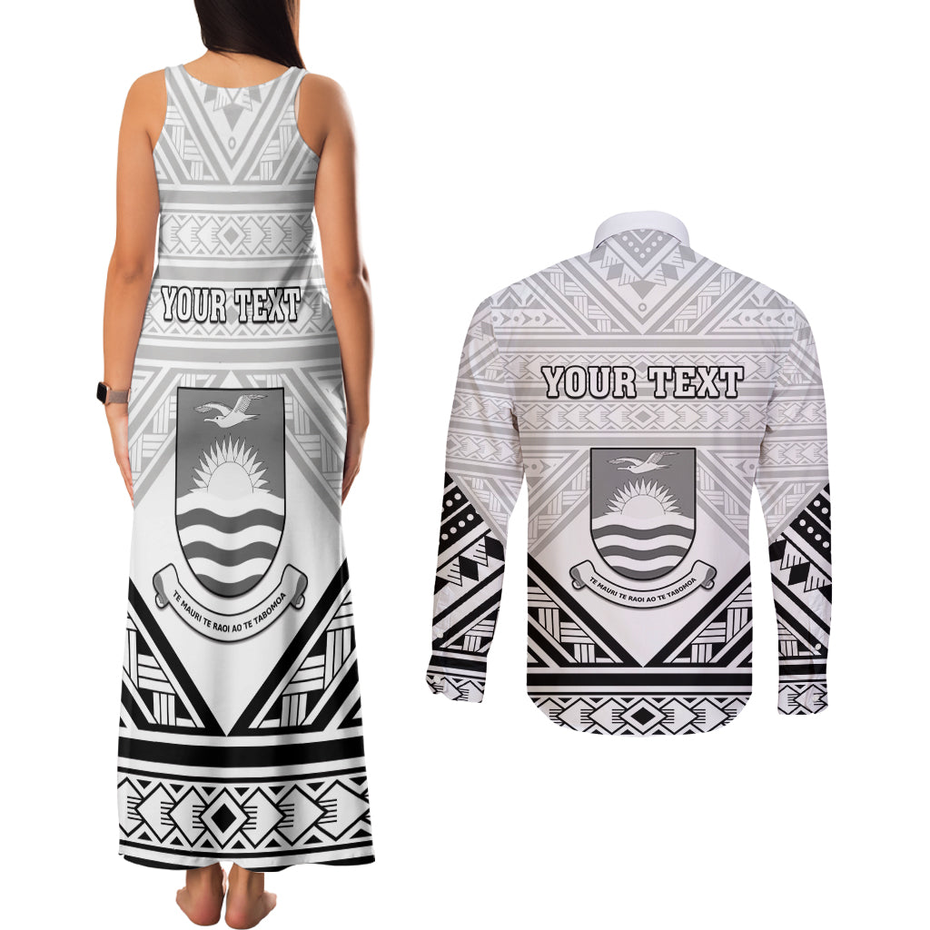 Personalised Kiribati Gospel Day Couples Matching Tank Maxi Dress and Long Sleeve Button Shirt Coat Of Arms Polynesian Pattern LT05 - Polynesian Pride