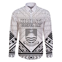 Personalised Kiribati Gospel Day Family Matching Long Sleeve Bodycon Dress and Hawaiian Shirt Coat Of Arms Polynesian Pattern LT05 Dad's Shirt - Long Sleeve White - Polynesian Pride