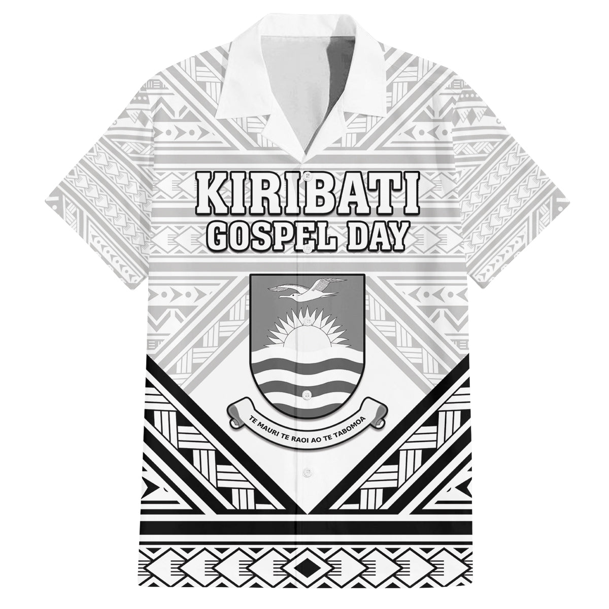 Personalised Kiribati Gospel Day Family Matching Off Shoulder Maxi Dress and Hawaiian Shirt Coat Of Arms Polynesian Pattern