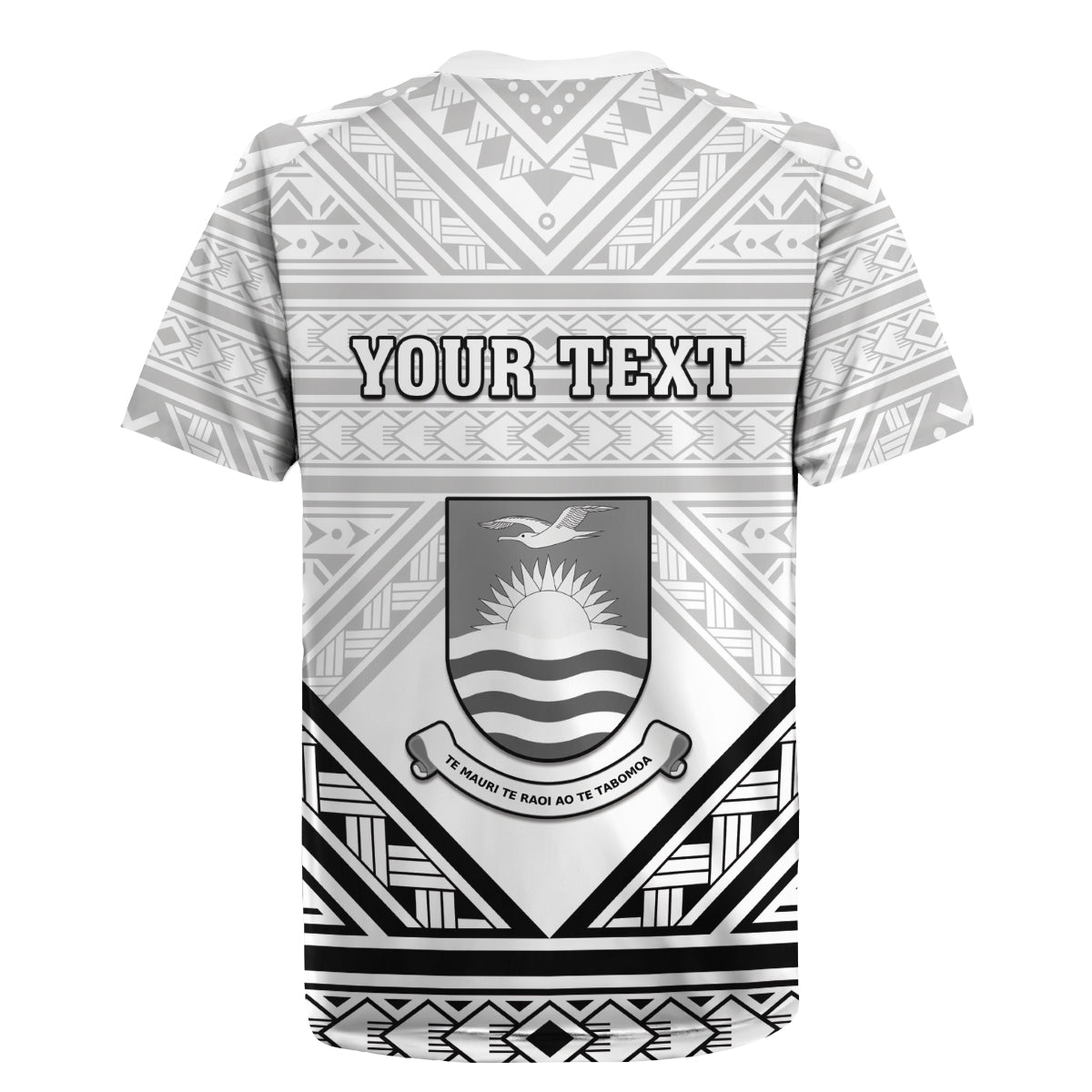 Personalised Kiribati Gospel Day Rugby Jersey Coat Of Arms Polynesian Pattern