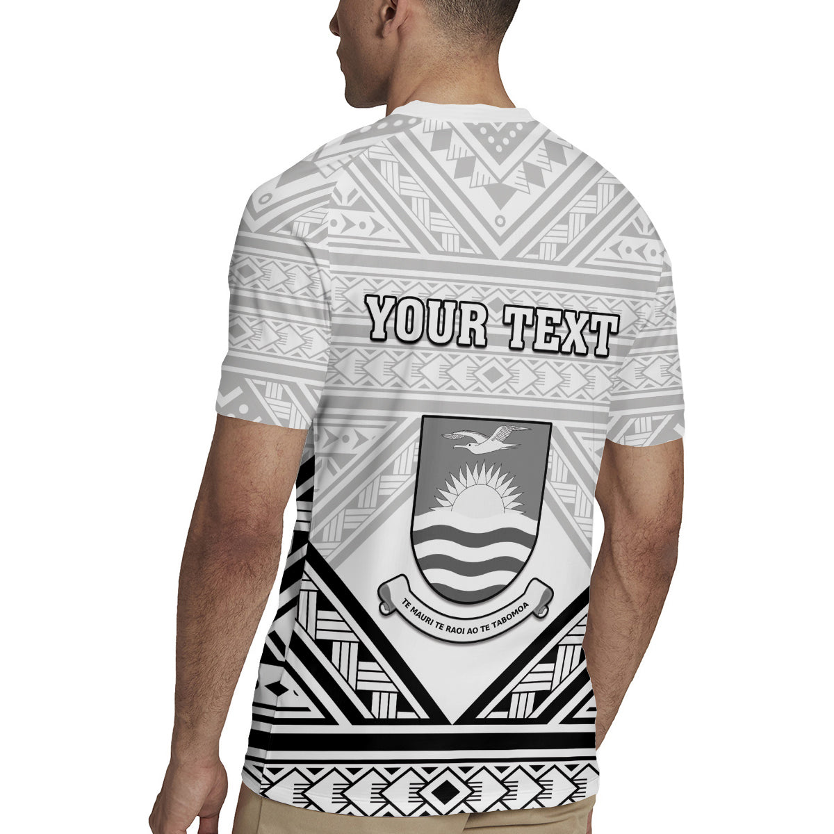 Personalised Kiribati Gospel Day Rugby Jersey Coat Of Arms Polynesian Pattern