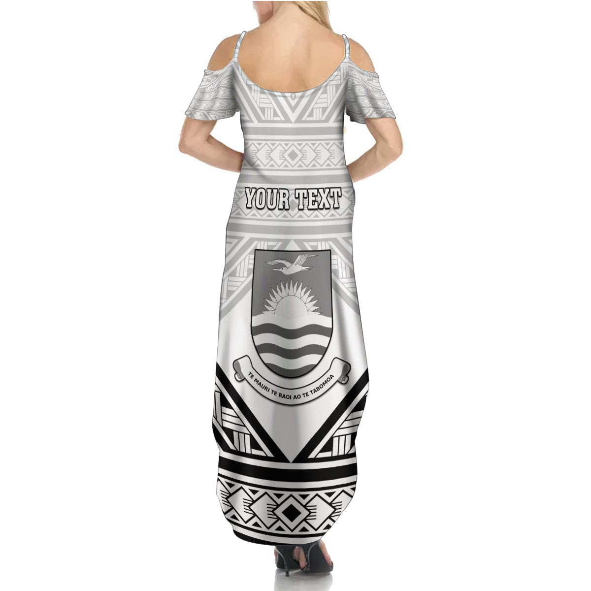 Personalised Kiribati Gospel Day Summer Maxi Dress Coat Of Arms Polynesian Pattern