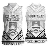 Personalised Kiribati Gospel Day Women Sleeveless Polo Shirt Coat Of Arms Polynesian Pattern LT05 - Polynesian Pride