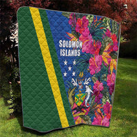 Solomon Islands Independence Day Quilt Coat Of Arms With Tropical Flowers LT05 - Polynesian Pride