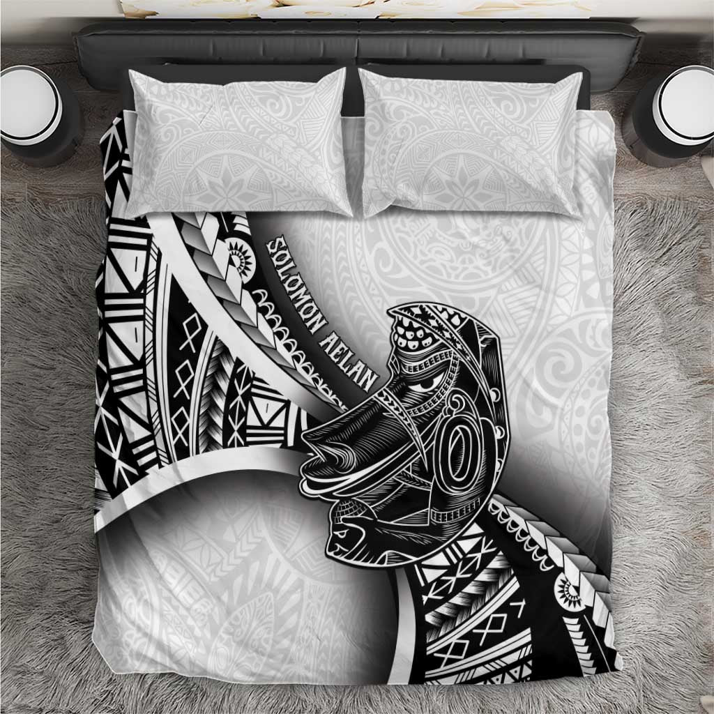 Solomon Islands Nguzunguzu Bedding Set Polynesian Tribal Pattern LT05 White - Polynesian Pride
