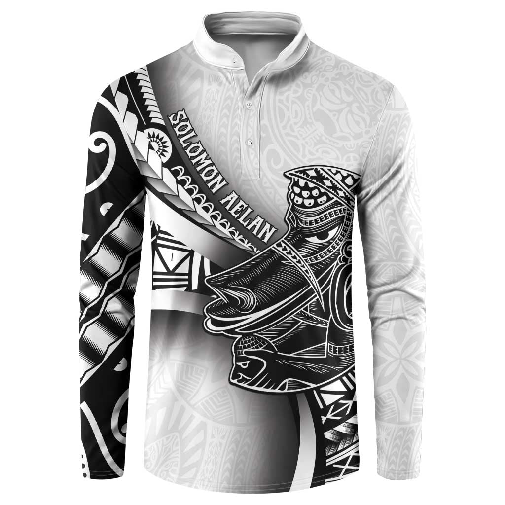 Solomon Islands Nguzunguzu Button Sweatshirt Polynesian Tribal Pattern LT05 White - Polynesian Pride