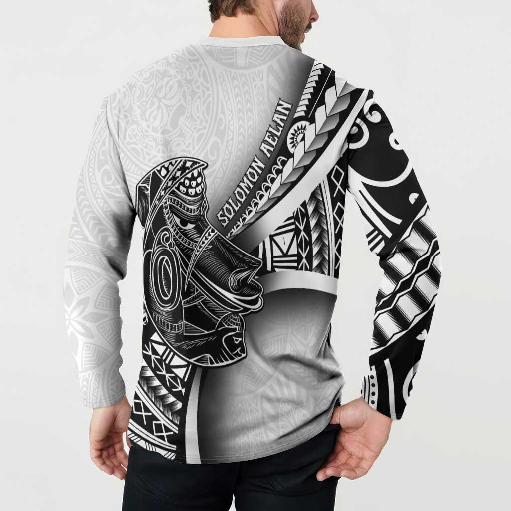 Solomon Islands Nguzunguzu Button Sweatshirt Polynesian Tribal Pattern LT05 - Polynesian Pride