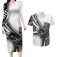 Solomon Islands Nguzunguzu Couples Matching Long Sleeve Bodycon Dress and Hawaiian Shirt Polynesian Tribal Pattern