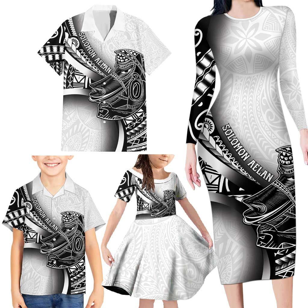 Solomon Islands Nguzunguzu Family Matching Long Sleeve Bodycon Dress and Hawaiian Shirt Polynesian Tribal Pattern