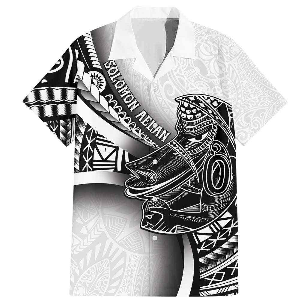 Solomon Islands Nguzunguzu Family Matching Short Sleeve Bodycon Dress and Hawaiian Shirt Polynesian Tribal Pattern LT05 Dad's Shirt - Short Sleeve White - Polynesian Pride