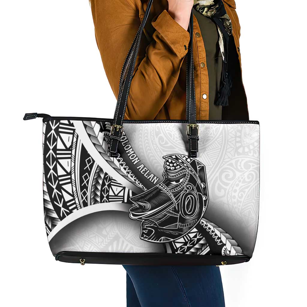Solomon Islands Nguzunguzu Leather Tote Bag Polynesian Tribal Pattern LT05 - Polynesian Pride