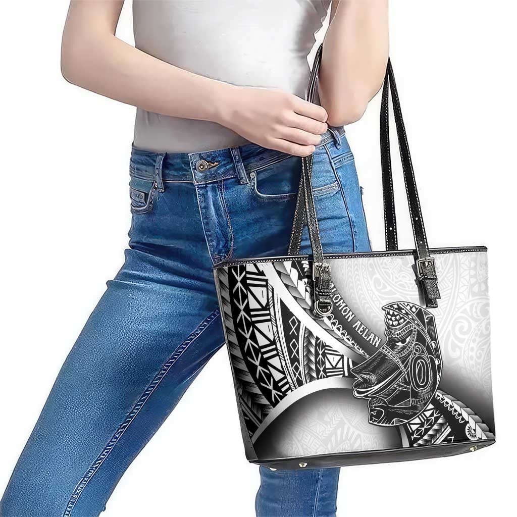 Solomon Islands Nguzunguzu Leather Tote Bag Polynesian Tribal Pattern LT05 - Polynesian Pride