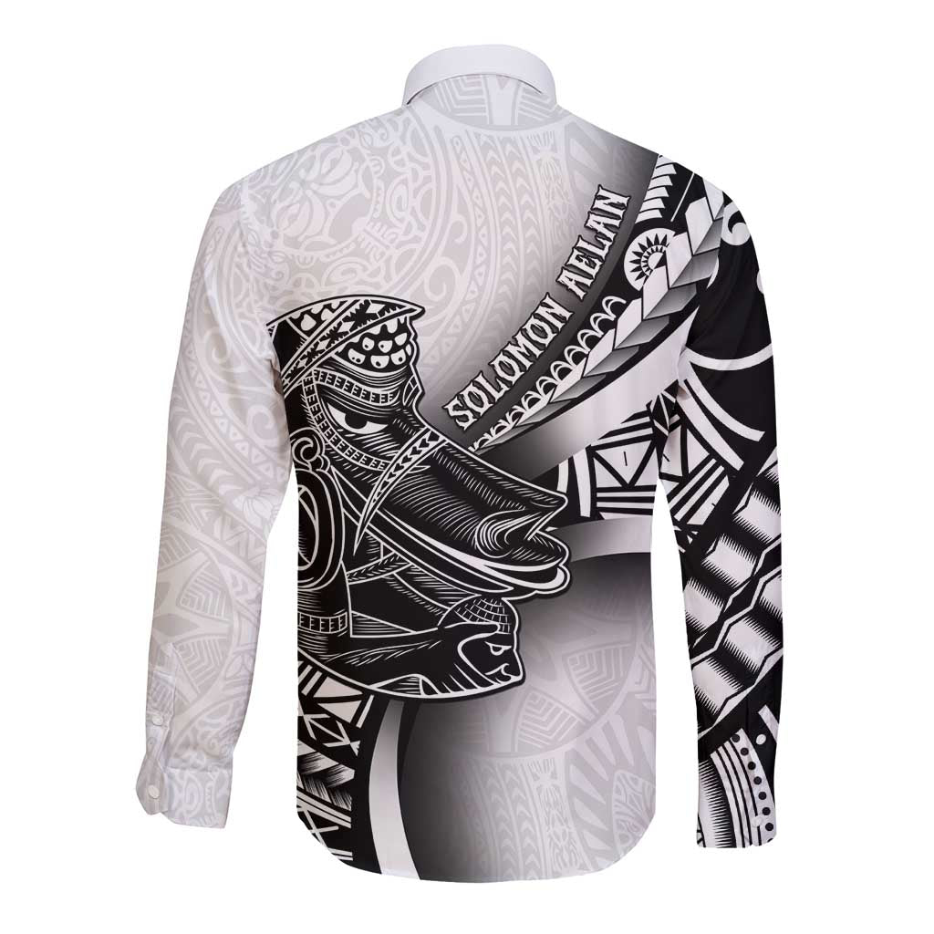 Solomon Islands Nguzunguzu Long Sleeve Button Shirt Polynesian Tribal Pattern