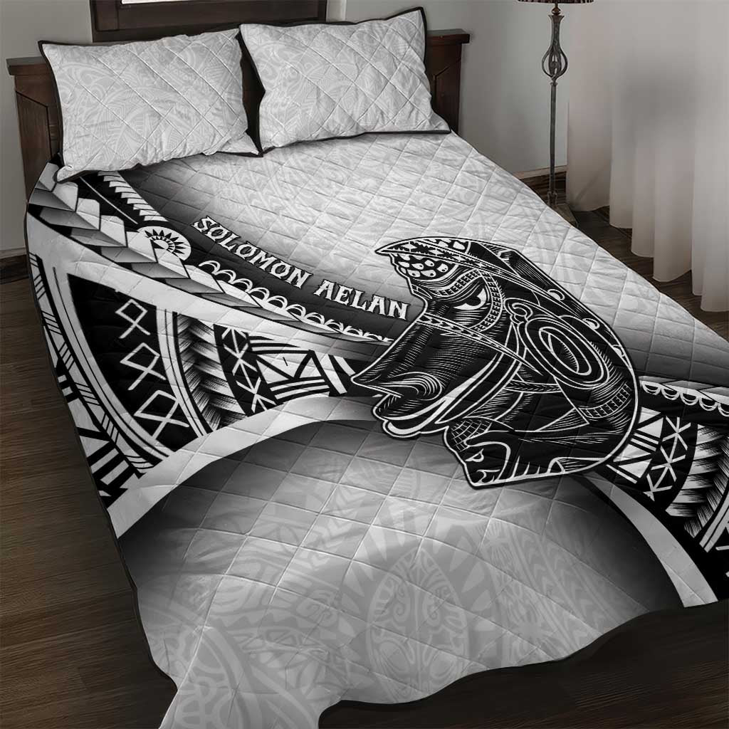 Solomon Islands Nguzunguzu Quilt Bed Set Polynesian Tribal Pattern LT05 White - Polynesian Pride