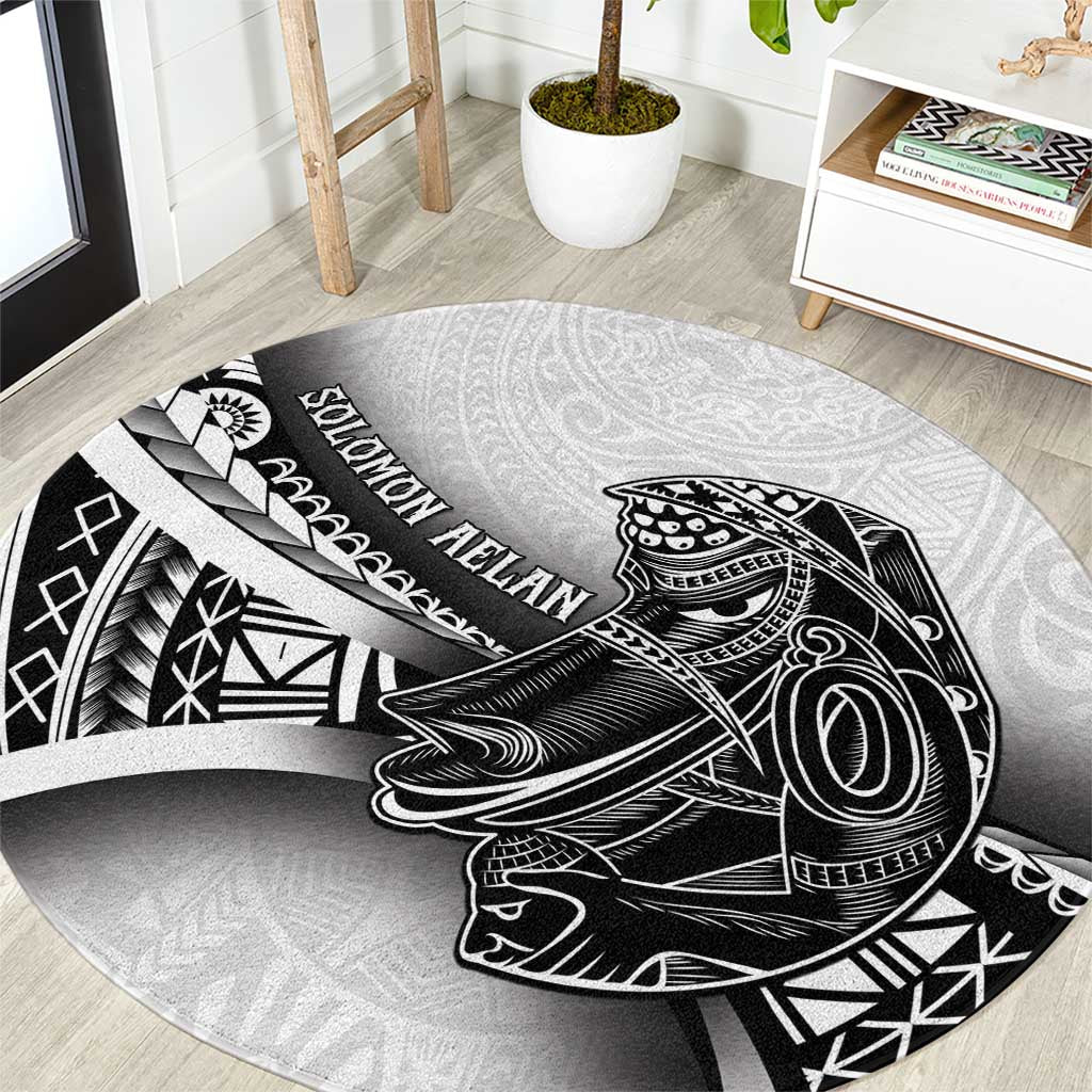 Solomon Islands Nguzunguzu Round Carpet Polynesian Tribal Pattern LT05 White - Polynesian Pride