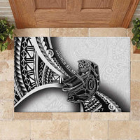 Solomon Islands Nguzunguzu Rubber Doormat Polynesian Tribal Pattern LT05 White - Polynesian Pride